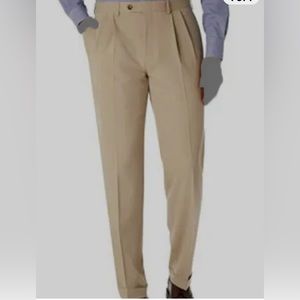 Ralph Lauren Men's Beige Classic-Fit Solid Pleated Dress Pants Size 40W 34L NWT